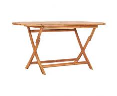 vidaXL Tavolo da Giardino Pieghevole 160x80x75 cm in Massello di Teak