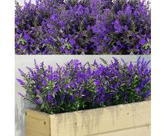 WILLBOND 12 Pacchi di Cespugli di Lavanda Artificiale Fiori Artificiali per Esterno Lavanda Artificiale Verde Piante Resistenti ai Raggi UV per Composizioni Floreali, Centrotavola (Viola)