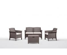 BICA Set Venezia 2 - Set Mobili da Esterno 2 Poltrone, 1 Sofa 2 posti, Tavolino Contenitore e Cuscini per la Seduta, Taupe
