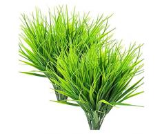 LAPNAS Pianta simulata 8 Pezzi Piante Artificiali allaperto, arbusti di plastica Falsa di plastica arbusti di Grano Erba Esterna Finestra Finestra verandah piantatore Interni Fuori