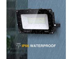 Onforu 2 Pezzi 60W Faretto LED, 6600LM Super Luminoso Fari di Sicurezza, IP66 Impermeabile Faro da Esterno, 5000K Bianca Fredda Fari LED per Garage, Campo Sportivo, Cortile, Terrazza, Giardino