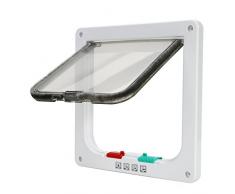 TKOOFN Gattaiola Porta Basculante per Gatti e Cani, Entrata e Uscita Controllabile, Materiale ABS, Dimensione Interna 15.5 x 15.8 x 1.9cm (Colore Bianco)