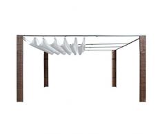 mewmewcat Tende per Eventi e Tendoni,Gazebo con Tetto in Polyrattan 400x400x200cm Marrone e Crema