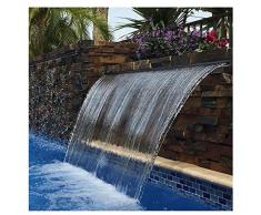 AWWXJ Fontana per Piscina A Cascata Fontana in Acciaio Inox Rettangolare Riscaldatori per Laghetti da Giardino con LED per Piscina E Giardino (Color : Red, Size : 1.2m/4FT)