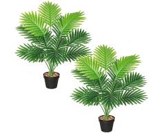 SOMYTING Piante artificiali, grande Areca palma artificiale altezza 68 cm 12 rami in vaso pianta artificiale tropicale hawaiano verde finto pianta reale touch fiori artificiali decorazione 2 pezzi