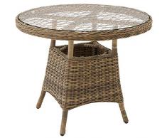 TecTake 800817 Grande Tavolo da Giardino, Rete in Polyrattan, Resistente alle Intemperie, Telaio in Alluminio Inossidabile, Mobile da Giardino, Balcone Terrazza Esterno, Nuovo (Natural)