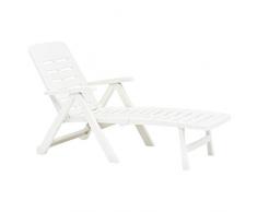 Ausla Lettino Prendisole Pieghevole in Plastica per Mare Spiaggia Piscina Giardino, Prendisole Pieghevole Leggero, Bianco