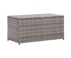 Bounv Baule Da Giardino in Polyrattan Panca Contenitore Cassapanca Contenitore Contenitore Da Esterno 100x50x50 Cm Grigio Adatto Per Giardino E Lounge