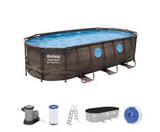 Bestway Power Steel Swim Vista Series Piscina con Telaio in Acciaio, Rattan Marrone