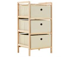 QZZCED armadi per ufficio Armadio multifunzionale Credenza Mobiletto Stoccaggio Legno di Cedro e 3 Cesti in Tessuto Beige Adatto a soggiorno, camera da letto, garage
