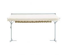 Festnight Tenda Parasole con Piedistallo 500x300 cm Tenda da Sole per Balcone Impermeabile Ombrellone Autoportante Telaio in Acciaio Colore Crema