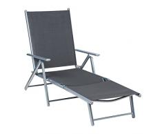 Hortan Lettino Prendisole In Tessuto Textilene Con Struttura Pieghevole in Alluminio E Schienale Multiposizione Regolabile Per Arredo Esterno, Giardino E Piscina