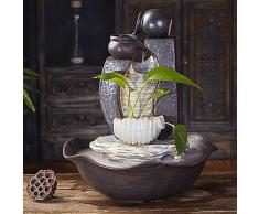 HAKLAKY Fontanella da Interni Ufficio Soggiorno Desktop Fontana Mute Pompa Acqua umidificatore Feng Shui Fortunato Arredamento Fontana di Ceramica Handmade Fontana Tempo Libero, Fontana Zen Feng Shui
