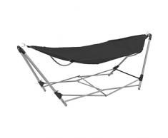 Tidyard Amaca da Campeggio Pieghevole con Supporto,Amaca da Giardino Pieghevole,Amaca da Spiaggia e Mare Pieghevole,Lettino Prendisole Pieghevole Nero 241 x 76 x 70 cm