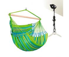 LA SIESTA Domingo Lime - Sedia pensile kingsize outdoor + CasaMount Black - sistema di fissaggio