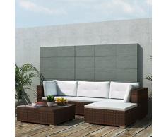 UnfadeMemory Set Divani da Giardino Set Mobili da Giardino in Polirattan Salottino 5 pz con Cuscini in Polyrattan Marrone