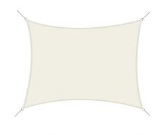 Outsunny Vela Ombreggiante Rettangolare 4x6m, Tenda da Sole per Esterno in Poliestere Anti UV Traspirante Bianco Crema