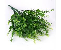 2x Piccole Foglie Di Plastica Verde Artificiale Pianta 7 Rami Di Eucalipto Erba Per La Decorazione Di Nozze Casa
