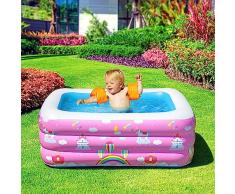 COOZi Piscina gonfiabile per bambini da 1,4 m, facile da usare, rettangolare per bambini, piscina per bambini, piccola e rosa