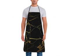 Grembiuli neri con stampa a righe ondulate per donne uomini, grembiuli impermeabili per cucinare barbecue e cuocere la cucina, Marmo nero., Taglia unica