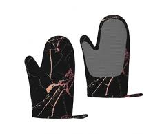Guanti da forno in marmo oro rosa nero, guanti da forno in silicone, guanti da forno e barbecue impermeabili e resistenti al calore