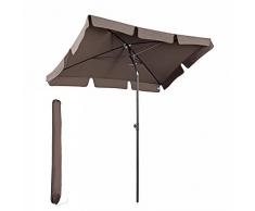 Sekey® 200x125cm Parasole Ombrellone Balcone Esterno da Giardino Protezione UV 50+ Rettangolo (Taupe)