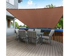 Tenda a Vela Parasole Rettangolare HDPE 2x3m Tenda da sole Vela Ombreggiante Traspirante e Protezione Solare Raggi UV per Esterno Giardino Verande Colore Beige Balcone Terrazza Marrone