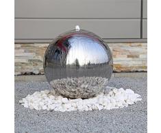 Fontana d'acqua a zampillo in acciaio inossidabile di lusso ESB5 Lucido con Sfera di diametro 48cm per il giardino con illuminazione a LED, gioco d'acqua uso esterno decorazione giardino illuminato a LED