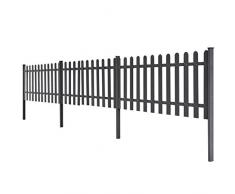 Festnight 3 Pz Staccionata in WPC con Pali per Recinzione decorativa da Giardino Lunga 6m e Alta 60cm/80cm/100cm/120cm Grigia
