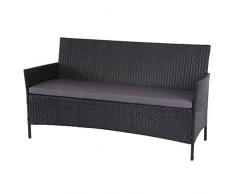 Mendler Serie Halden per lesterno Divano Sofa 3 posti polyrattan Antracite con Cuscino Antracite