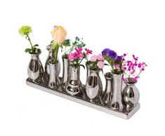 Set di vasi in Ceramica per Fiori, vasi in Ceramica colorato/Bianco, Fiori e Piante, Set Decorativo (10 vasi, Argento)