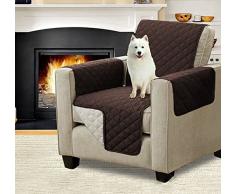 Esclusivo copripoltrona Sofa Reversibile Trapuntato - Coat Double-Face Lavabile in Lavatrice Couch Trapuntata Anallergico antiacaro 1 Posto Universale Colore Beige Marrone 088