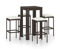 MUSEVANE Set da Bar da Giardino 5 pz con Cuscini in Polyrattan Marrone