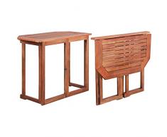 vidaXL Tavolo da Balcone Rustico Tavolino Consolle Tavolo da Esterno Tavolo da Giardino Arredi per Esterni Arredamento Legno Massello di Acacia