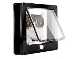 Pattepoint Porta per Gatti e Cani, Gattaiola con a 4 Vie con Magneti per Gatti, Portina Gatto Facile da Installare, Resistente alle intemperie(Nero,XL)