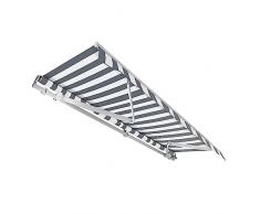 Toboli Tenda da sole con bracci a snodo e protezione UV 3,5x3m Antracite/bianco Montaggio a parete