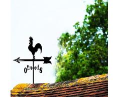 PINOM Segnavento Decorativo, segnavento Gallo segnavento per Tetto - Segnavento in Metallo con Ornamento Gallo Indicatore di direzione del Vento Strumento di misurazione del palo da giar
