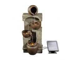 Teamson Home Fontana DAcqua a Energia Solare con Luci e Batteria di Riserva per Giardino