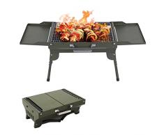 Grill Barbecue Camping Portatile, Piccola Griglia a Carbone in Acciaio Inox, Griglia Pieghevole Resistente, Barbecue da Tavolo, per il Campeggio BBQ Party viaggio