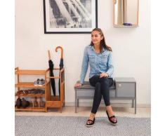 Relaxdays, Grigio Panca da Corridoio, con Cuscinetto, 2 Scomparti, Manici in Legno, Gambe in Metallo, 50x90x30 cm, MDF, tessuto, 48,5 x 90 x 30 cm