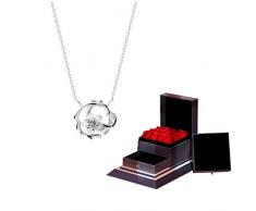 Collana con Ciondolo Collana con Fiori di ciliegio Ciondolo in Argento Sterling da Donna Stile Cinese Elegante pianta Fiore Gioielli Regalo per Fidanzata (Argento) (B)