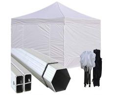 Gazebo Bianco 3x3 Pieghevole Alluminio a Forbice Ombrello Professionale Mercato Stand chiosco PVC