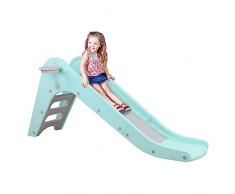 Scivolo per Bambini, Indipendenti per Arrampicata con Cerchio di Pallacanestro, Scivolo da Giardino per Bambini di 2 Anni+, per interni ed esterni, Capacità Portante 25KG(Blu grigio)