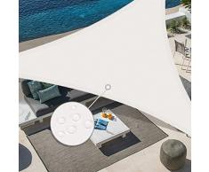 Sunnylaxx 5x5x7m Crema Tenda a Vela Triangolare Vela Ombreggiante, Impermeabile Vele Parasole Protezione UV 95% per Esterno, Giardino e Terrazza, Piscina