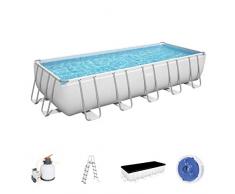 Bestway Power Steel Frame - Set Completo per Piscina con Filtro a Sabbia, 640 x 274 x 132 cm, Colore: Grigio Chiaro