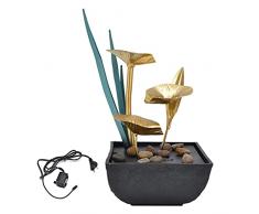 Zerodis Fontana da Tavolo per Interni, Fontana di Acqua di Loto con Ornamento per Fontana a Cascata con Luce a LED Feng Shui Art Craft Decorazione per la Casa((Sette Colori) Standard Europeo)