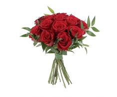 KENTIS - Bouquet di 12 Rose Rosse a Stelo Lungo 50 cm - Mazzo di Fiori Freschi a Domicilio in Italia - Rose Vere Regalo