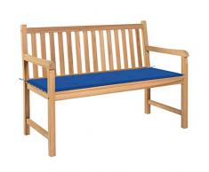 ZHOUMIN Panca da Giardino con Cuscino Blu Reale 120 cm Massello di Teak Gd,Panca da Giardino,Panchina da Giardino,Panchina da Esterno