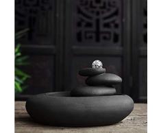 Fontane da interno Zen fontana feng shui palla, acquatico al coperto sue decorazioni in ufficio a casa per il desktop Acqua suono ornamenti tavolo fontana regali Fontane da giardino umidificatore,Nero