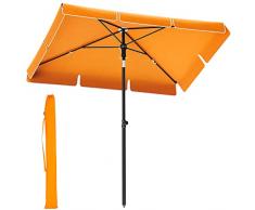 SONGMICS 200 x 125 cm, Ombrellone da Giardino, Parasole, UV 50+, Meccanismo di Inclinazione, Baldacchino in Poliestere con Borsa da Trasporto, Balcone, Terrazza, Senza Base, Arancione GPU25OG